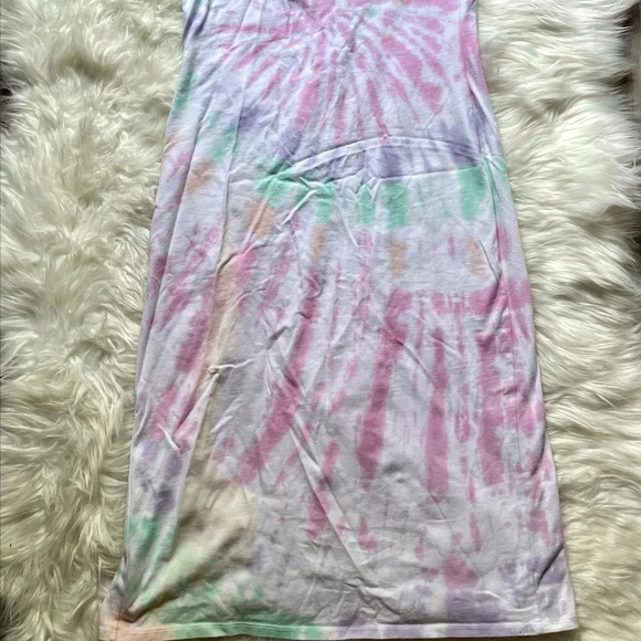 N:philanthropy Tie Dye Square Neck Fitted Midi Jersey High Slit Dress size L - Picture 8 of 9